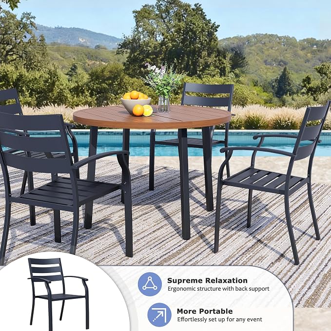 Patio Dining Chairs Set of 6, Wrought Iron Patio Furniture Chairs - Image 4
