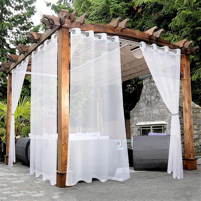 BONZER White Outdoor Sheer Curtains by Bonzer