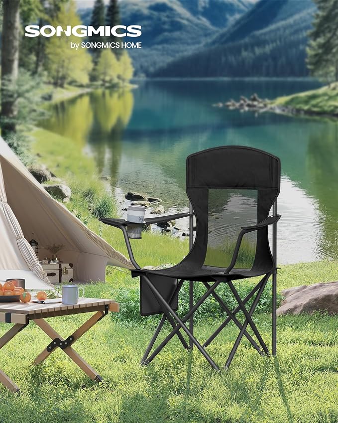 SONGMICS 2 Pack Breathable Camping Chairs, 330 lb Capacity Foldable Outdoor - Image 3