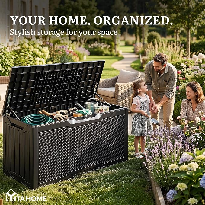 YITAHOME 80 Gallon Outdoor Storage Box | Large Water Resistant Resin Deck Box - Image 4