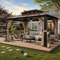 10'x13' Hardtop Gazebo, Outdoor Polycarbonate Double Roof Canopy, Aluminum by YOLENY