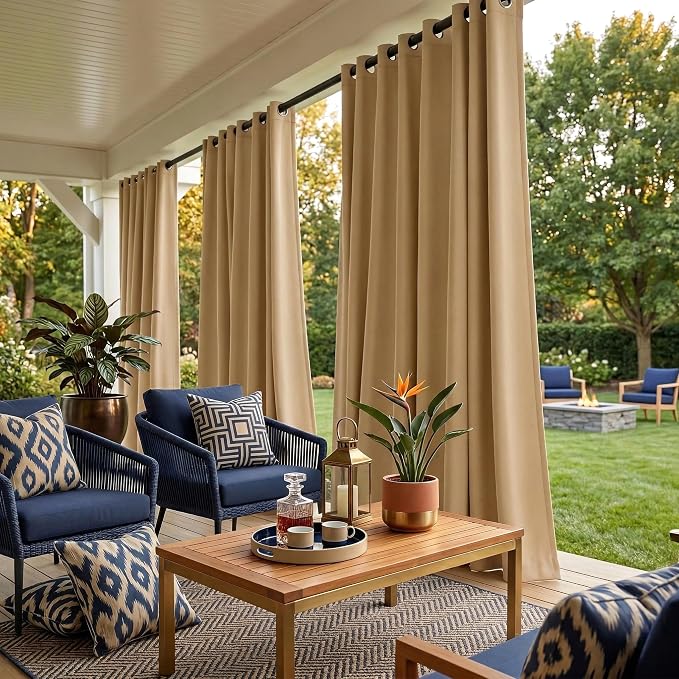 NICETOWN Outdoor Curtains for Patio Waterproof 84 inches Long 2 Panels Set - Image 8