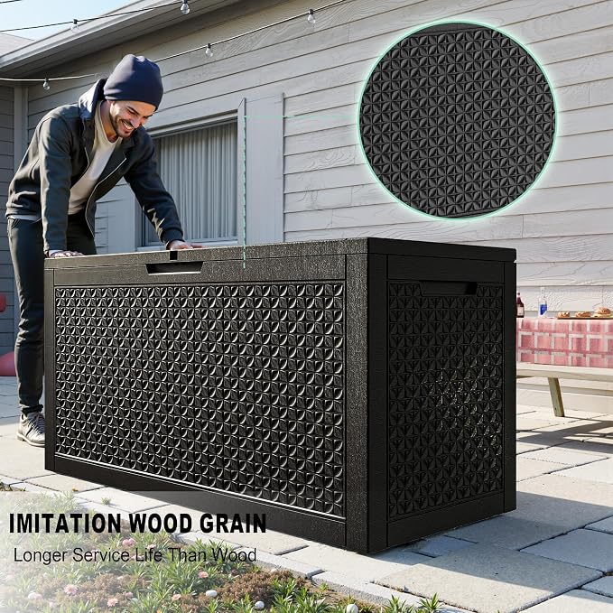 110 Gallon Waterproof Resin Outdoor Storage Box, Weatherproof Outdoor Bin - Image 2