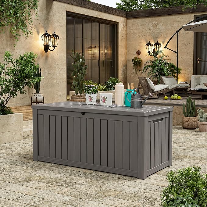 Outdoor Storage Box, 150 Gallon Large Outdoor Resin Deck Box, Storage - Image 2