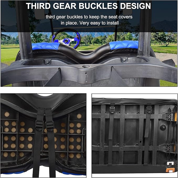 NOKINS Golf Cart Diamond Seat Covers Kit, Fit for Club Car Precedent OEM Standard Front Seat Cushion, Golf Cart Vinyl Seat Cover, No Nails Required
