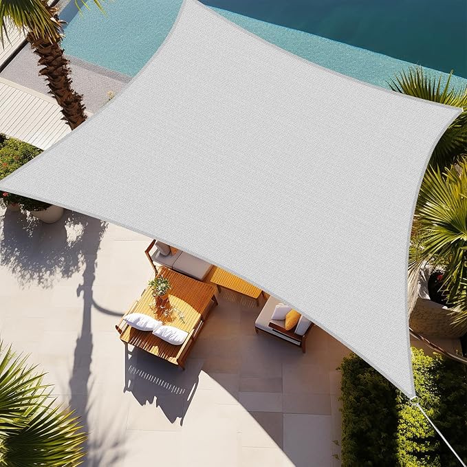 Shade&Beyond Rectangle Sun Shade Sail 12'X16' Permeable Canopy Light Grey by ShadeBeyond