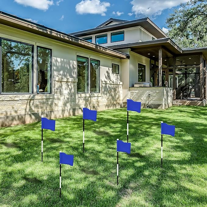 Oudain 6 Pcs Golf Target Flag with Tube Inserted Waterproof Putting Golf Flags 420D Nylon Mini Pin for Yard Indoor Outdoor Backyard Garden Portable, 8 x 6 Inch