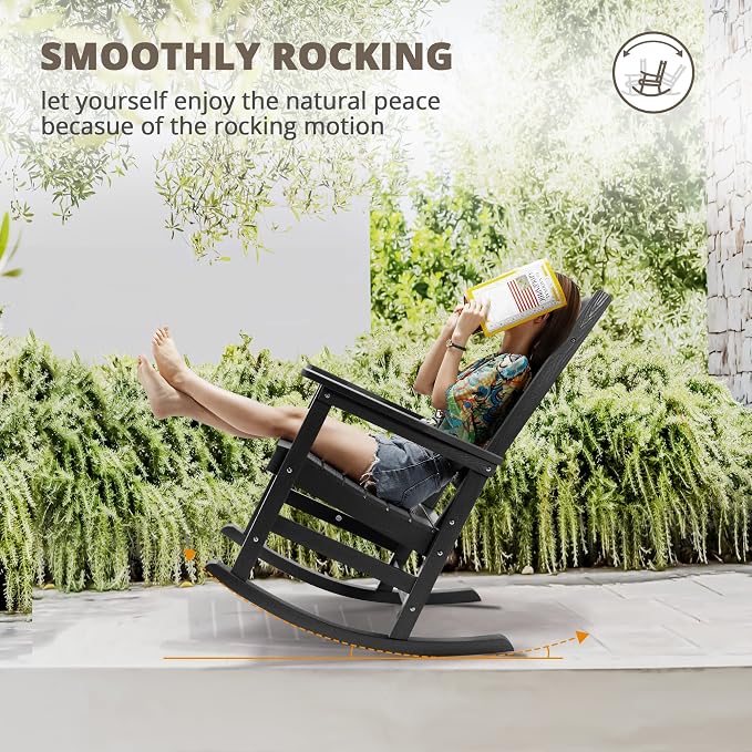 LUE BONA Outdoor Rocking Chairs Set, HDPS Poly Porch Rockers - Image 9