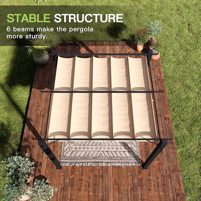 Aoxun 10.5'x10.5' Outdoor Pergola, Patio Pergola - Image 5