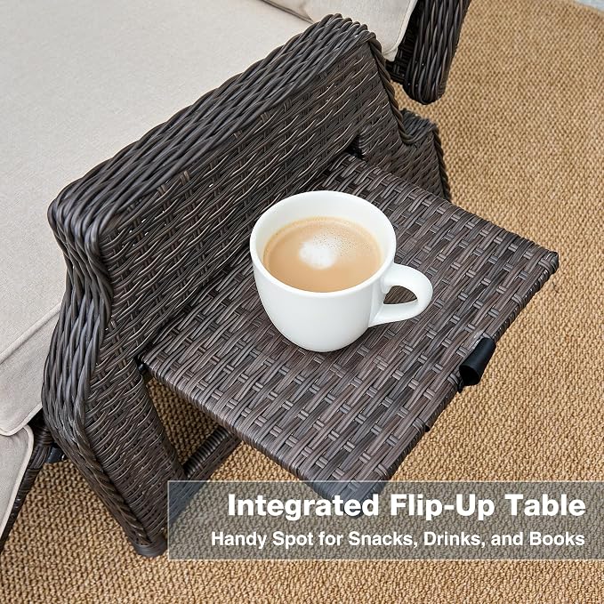 2 Pieces Outdoor Wicker Recliner - Image 5