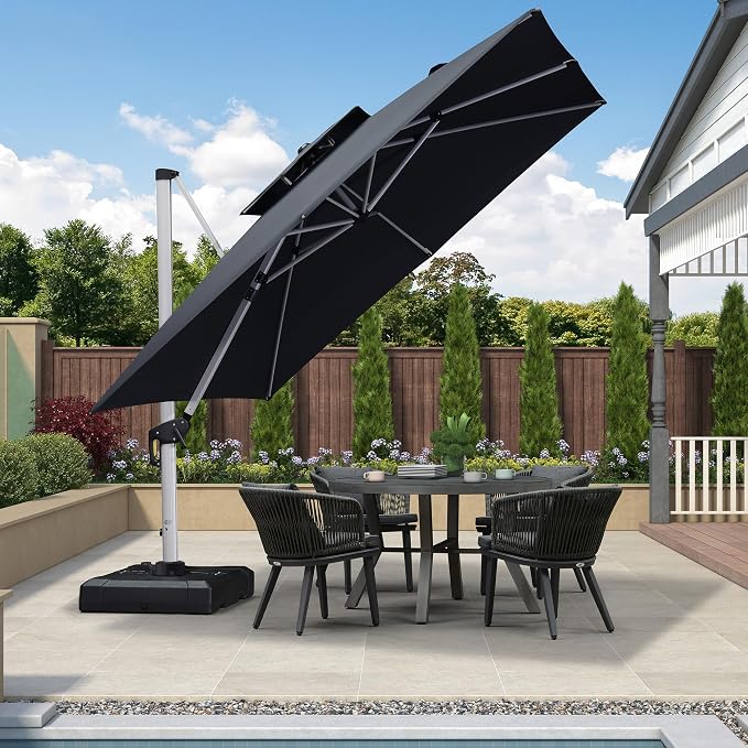 PURPLE LEAF Cantilever Patio Umbrellas 10' x 10' Square Double Top, 3-Yr - Image 3
