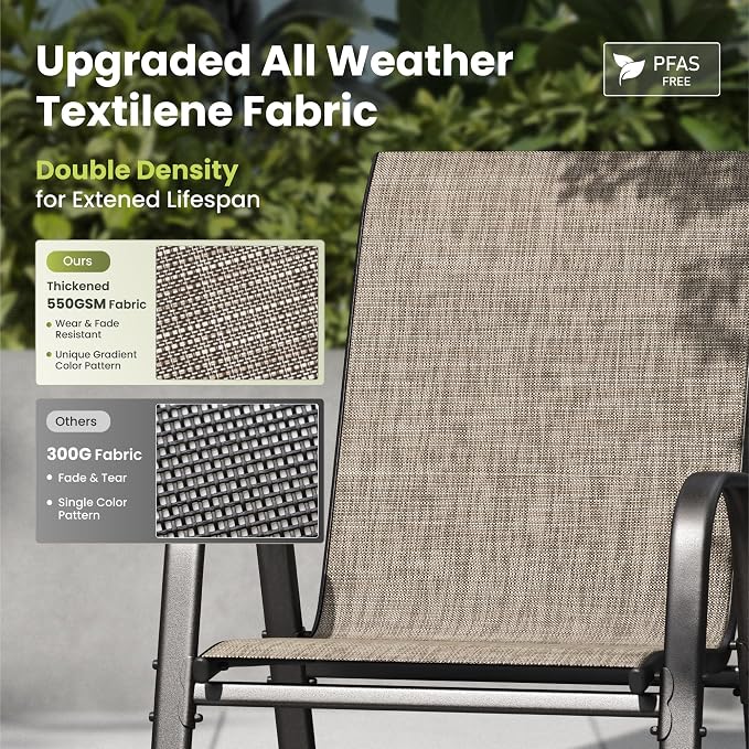 PHI VILLA Outdoor Stackable Dining Chair Set of 6, Textilene Mesh & Metal | - Image 4