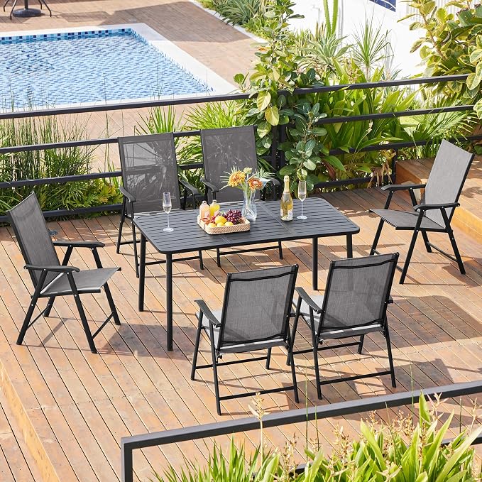Yaheetech Patio Dining Chairs Set of 4 Outdoor Folding Lawn Chairs, folds flat - Image 2