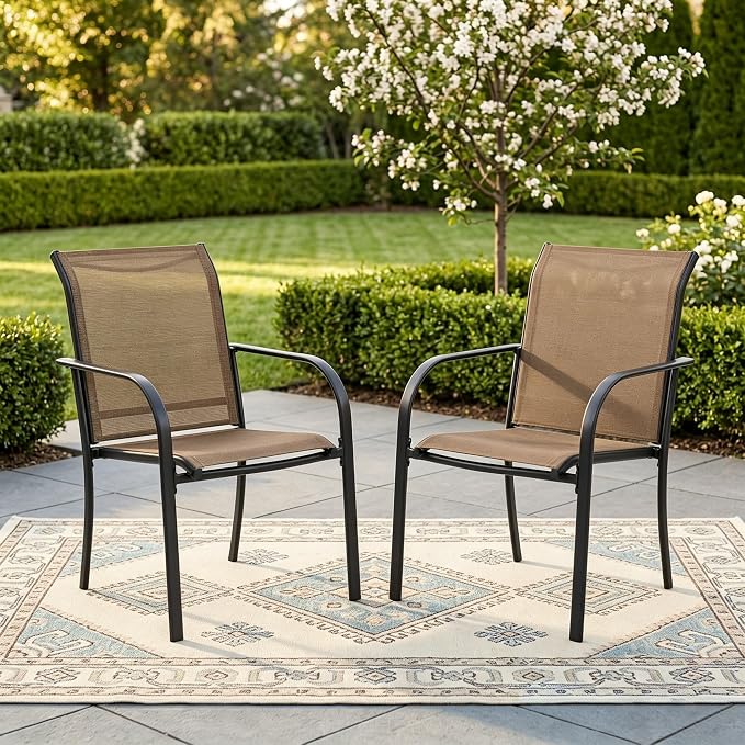 Outdoor Chairs Set of 2, Stackable Patio Dining Chairs by Offeroutdoorsolutions