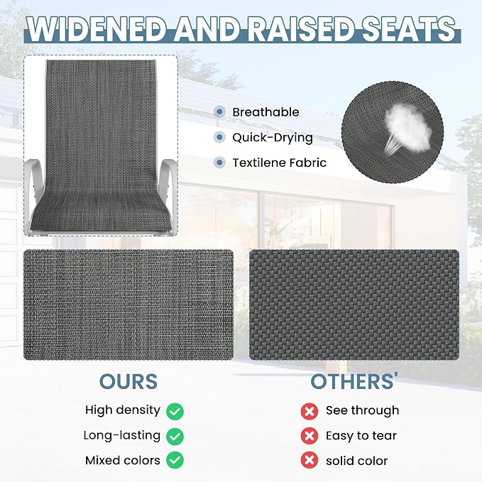 Amopatio Patio Chairs Set of 6, Stackable Outdoor Dining Chairs - Image 4