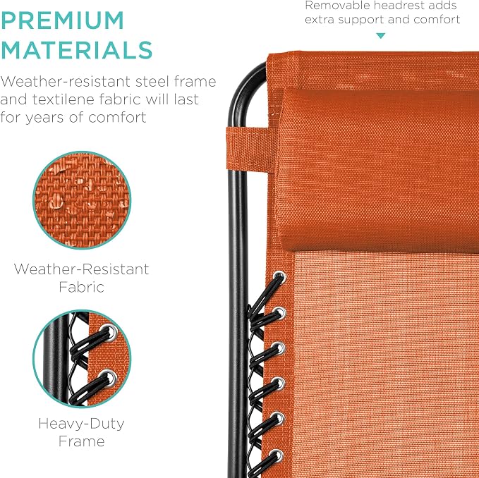 Best Choice Products Set of 2 Adjustable Steel Mesh Zero Gravity Lounge Chair - Image 7