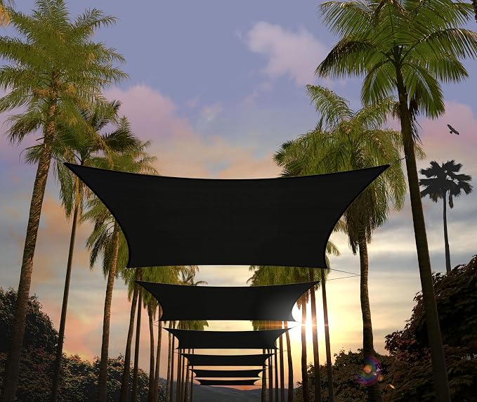 Amgo Custom Size 8' x 8' Black Rectangle Square Sun Shade Sail UPF50+ AGTAPR0810 by Amgo
