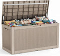 PatioZen 150 Gallon Resin Deck Box, Lockable Patio Outdoor Storage Box by OutdoorLivingPerfected