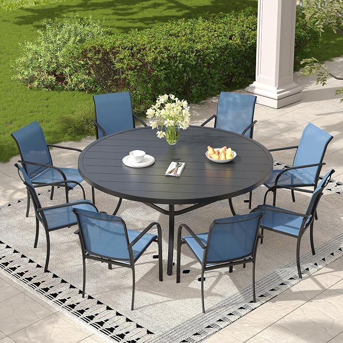 Outdoor Chairs Set of 8, Stackable Patio Dining Chairs - Image 2