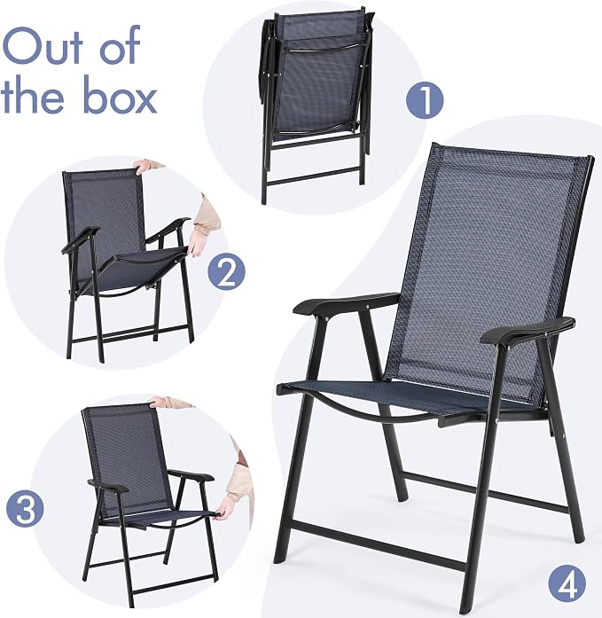 Yaheetech Patio Chairs Set of 4 Outdoor Folding Lawn Chairs, folds flat - Image 8