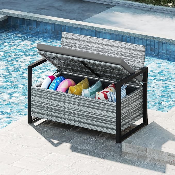 RELAX4LIFE Wicker Outdoor Bench - Image 9