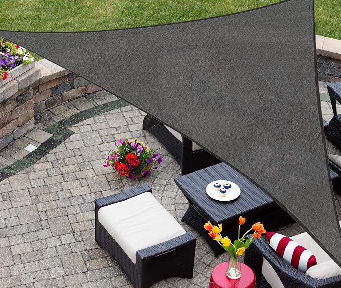 AsterOutdoor Sun Shade Sail Triangle 12' x 12' x 17' UV Block Canopy by AsterOutdoor