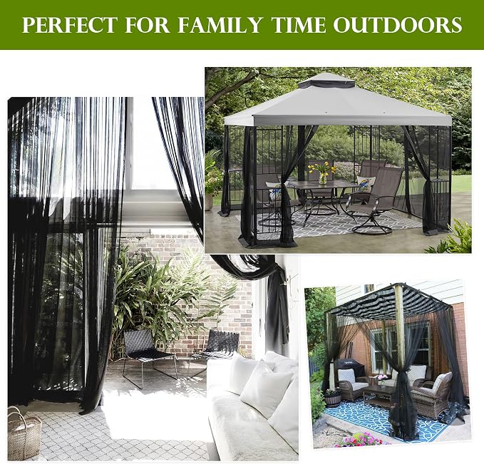 RYB HOME Mosquito Netting Outdoor Curtains - Image 3