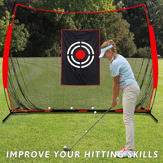 Kapler Golf Practice Hitting Net - 12X10FT Portable Driving Nets with Steel Frame and Target for Backyard Indoor Outdoor Swing Use - Gifts for Golfing Lovers