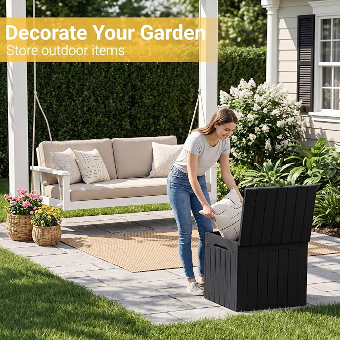 Greesum 33 Gallon Resin Deck Box All Weather Outdoor Storage Boxes, Outdoor Toys - Image 2