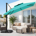 12×12 FT Double-Top Cantilever Patio Umbrella, Turquoise | Square Offset by AreShark