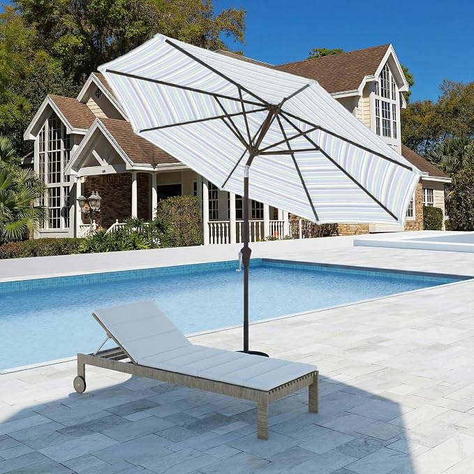 9FT Patio Umbrella with Solar Lights, Outdoor Market Umbrella with Tilt and - Image 6
