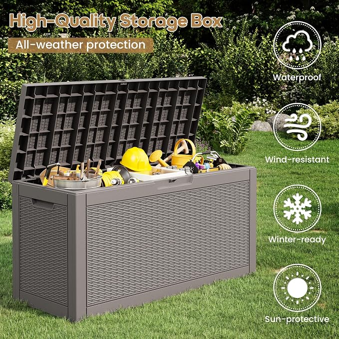 Outdoor Storage Box, 75 Gallon Resin Deck Boxes Outdoor Waterproof - Image 4