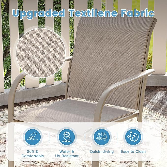 DIFY Patio Dining Chairs Set of 6, Stackable Outdoor Metal Chairs - Image 5