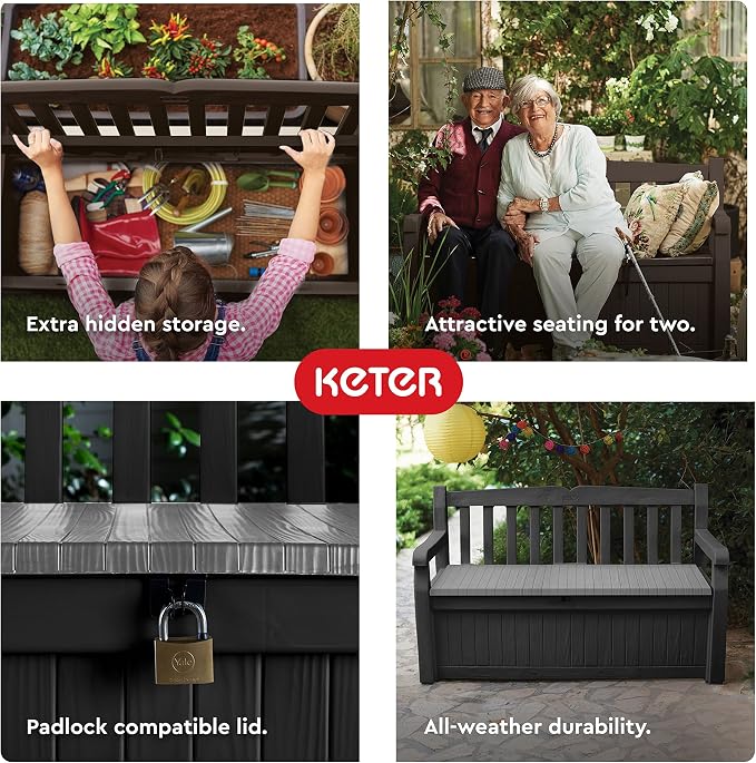 Keter Solana 70 Gal Outdoor Storage Bench - Image 6