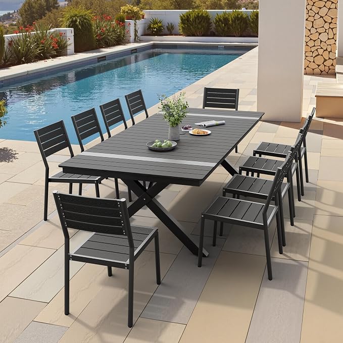 Pellebant Stackable Outdoor Patio Dining Chairs Set of 6 | Aluminum Armless - Image 7