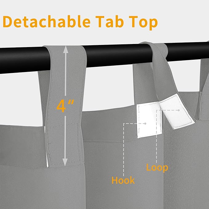 Easy-Going Outdoor Patio Curtains 2 Panels, 110x108 inch, Light Grey | Privacy - Image 2
