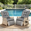 2 Pieces Outdoor Recliner with Adjustable Backrest and Footrest, PE Rattan by COMLAXFIELD