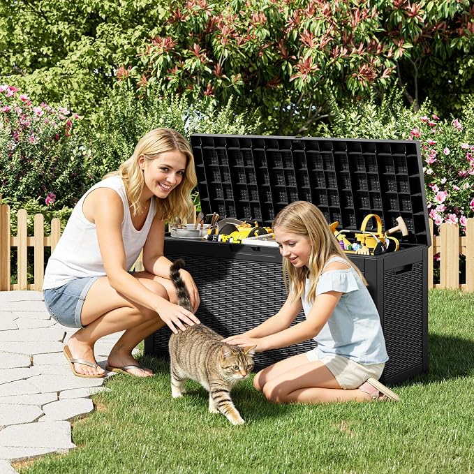 Outdoor Storage Box, 75 Gallon Resin Deck Boxes Outdoor Waterproof - Image 7