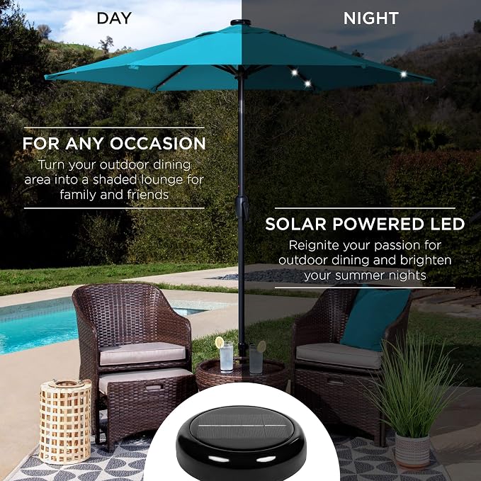 Best Choice Products 7.5ft Solar Umbrella LED Lighted Patio Umbrella, Table - Image 3