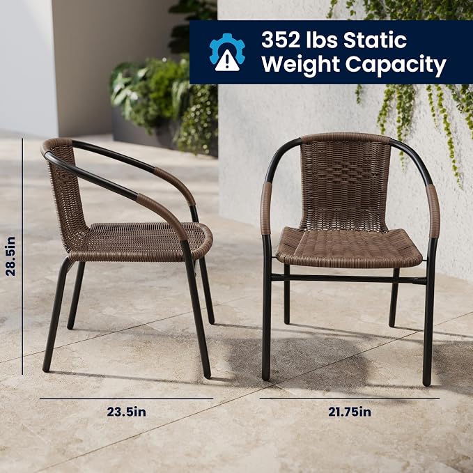 Flash Furniture Lila Modern Rattan Indoor/Outdoor Stackable Dining Chairs - Image 3