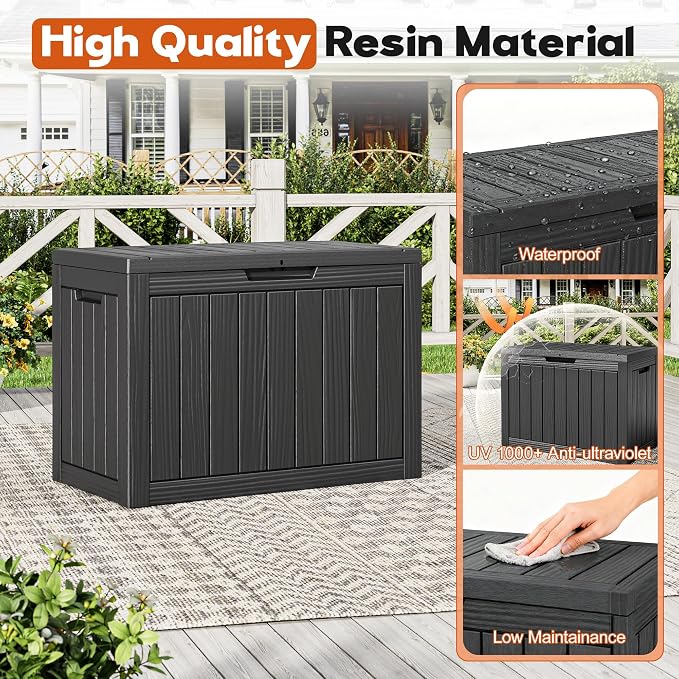 Outdoor Deck Storage Box, Resin Deck Boxes Indoor and outdoor, Waterproof - Image 4