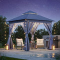 8'x8' Outdoor Gazebo, Metal Frame Heavy Duty Patio Canopy Tent Shelter by LAUSAINTHOME
