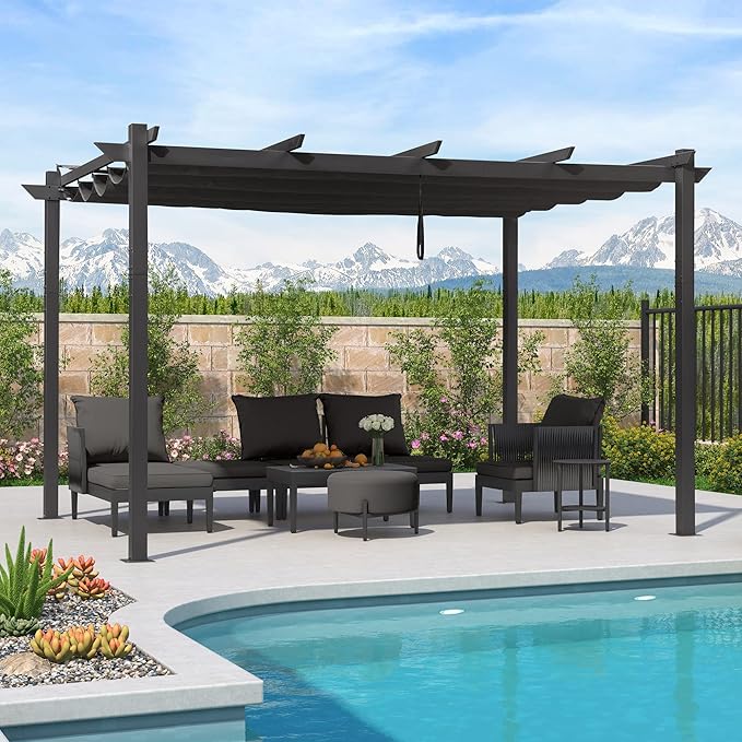 PURPLE LEAF Retractable Pergola 10' x 13' w/Double Canopy - Image 2