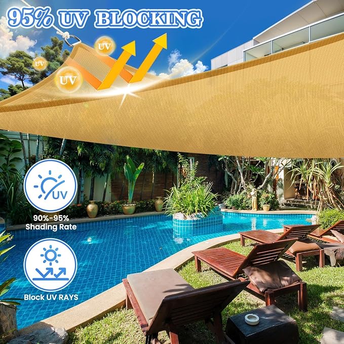 HappyTrends Sun Shades Outdoor Patio, Shade Sail UV Protection Beach Canopy | - Image 6
