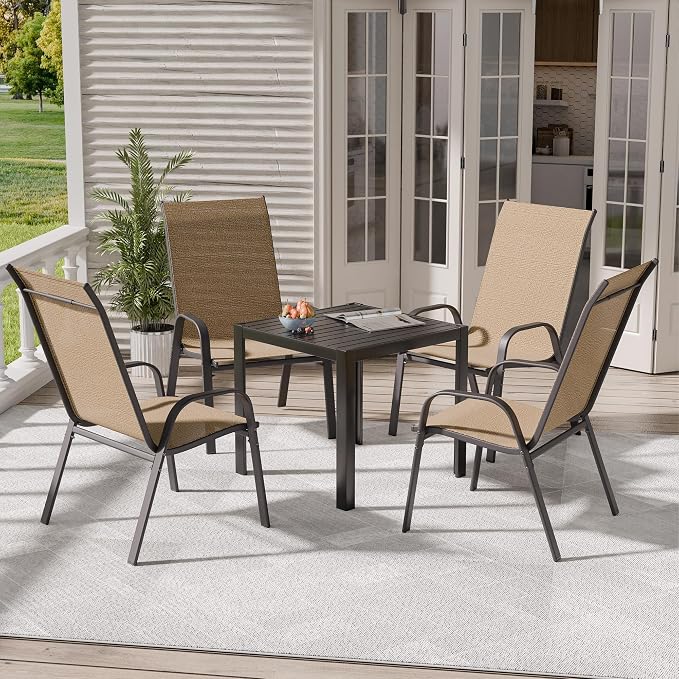 Patio Chairs Set of 4, Outdoor Dining Chairs Stackable - Image 7