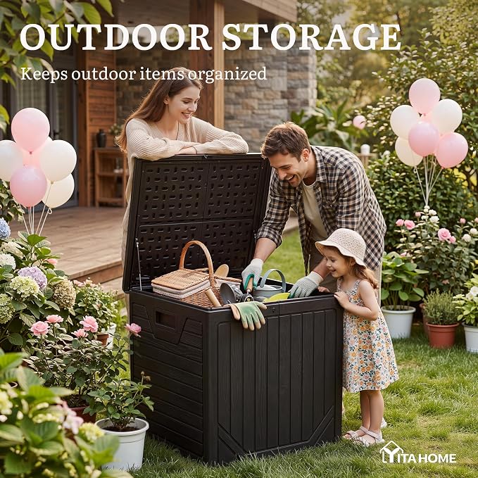 YITAHOME 150 Gallon Large Outdoor Storage Box w/Double Wall | Waterproof Deck - Image 6