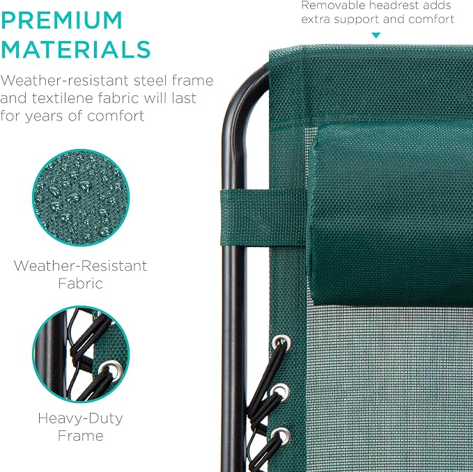 Best Choice Products Set of 2 Adjustable Steel Mesh Zero Gravity Lounge Chair - Image 7