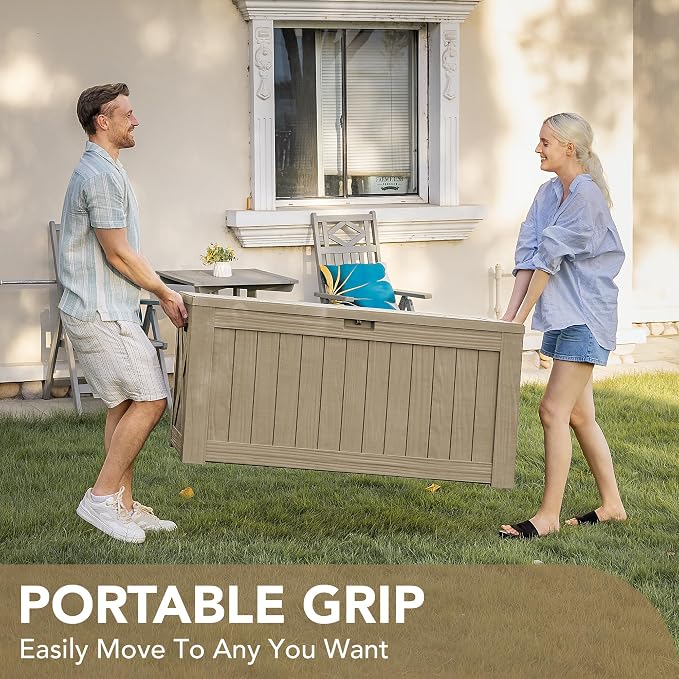 Devoko 120 Gallon Deck Box Resin Outdoor Storage Box Waterproof | Large Outdoor - Image 8