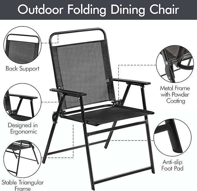 Yaheetech Outdoor Patio Chairs Set of 4, Folding Lawn Chair, no assembly - Image 5