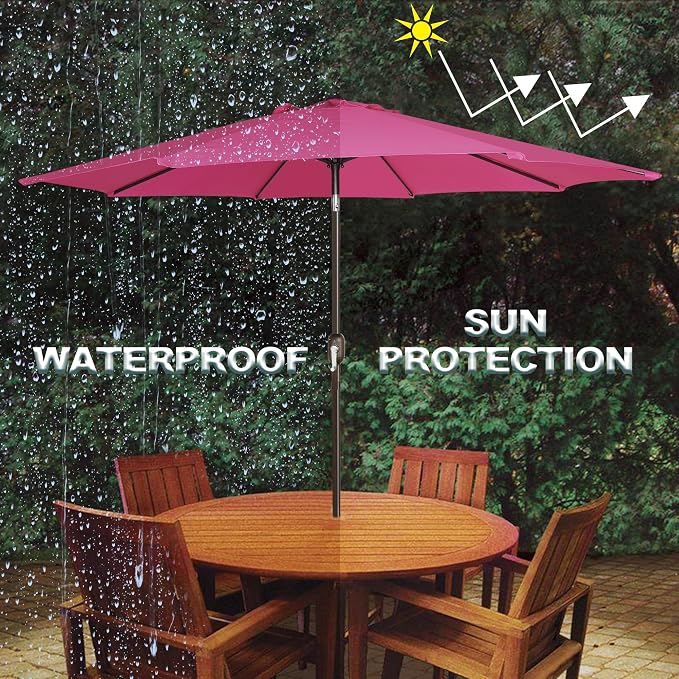 9' Outdoor Patio Umbrella, Outdoor Table Umbrella, Yard Umbrella, Market - Image 6